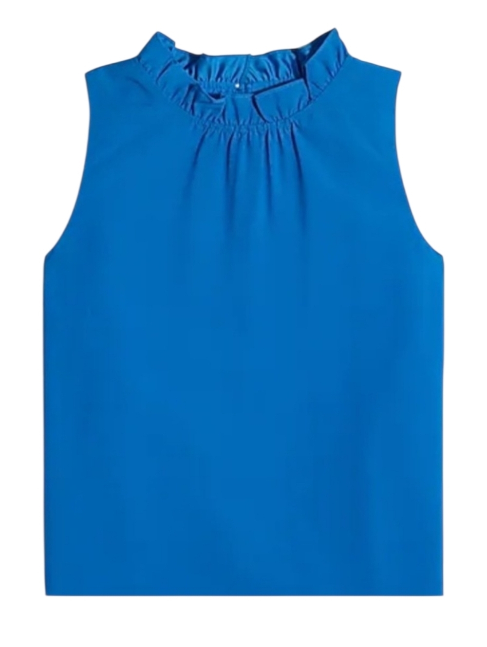 J. Crew Bright Blue Ruffle-Neck Sleeveless Top - Picture 3 of 10